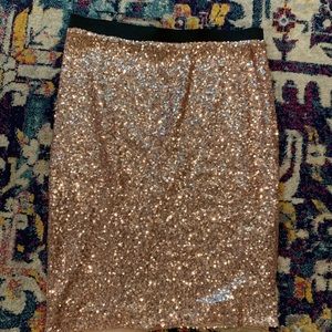 Rose gold sequin pencil skirt